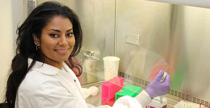 Mohini Singh works in the lab
